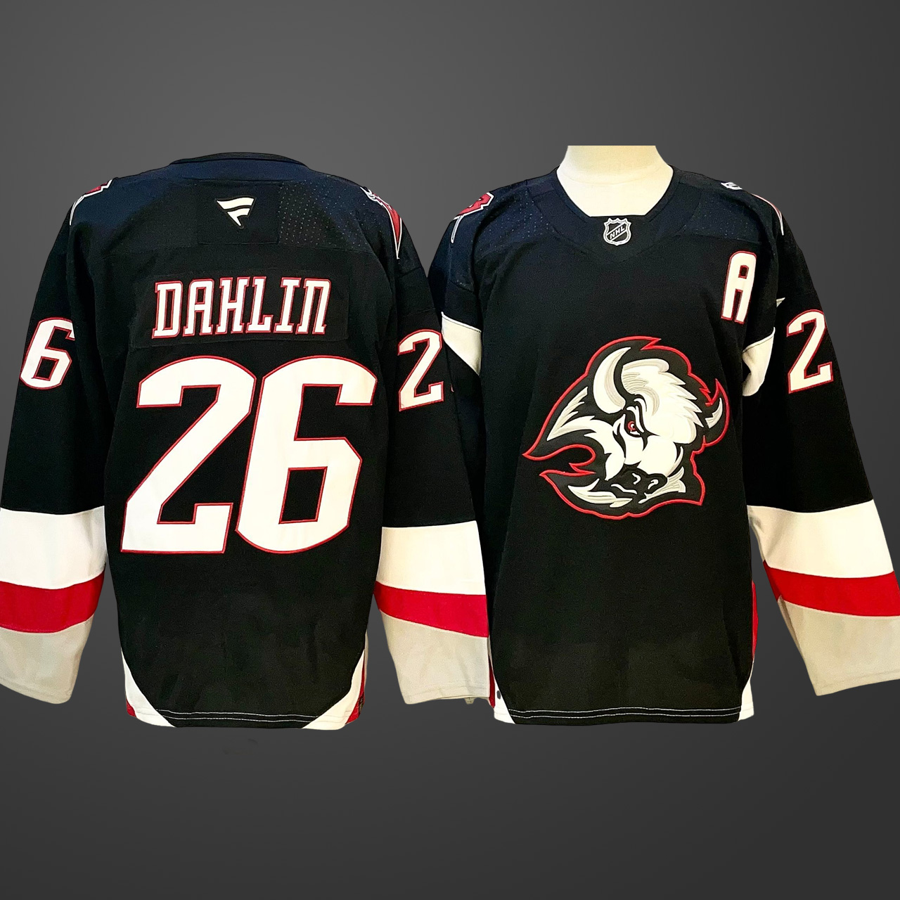 Men's Buffalo Sabres #26 Rasmus Dahlin Black 2024-25 Alternate With A Patch Stitched Jersey