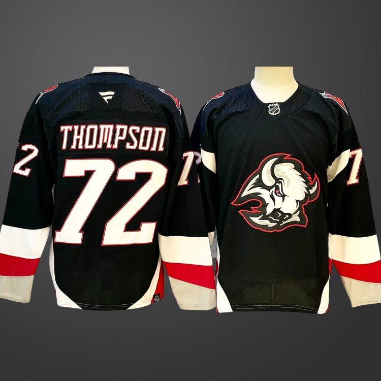 Men's Buffalo Sabres #72 Tage Thompson Black 2024-25 Alternate Stitched Hockey Jersey