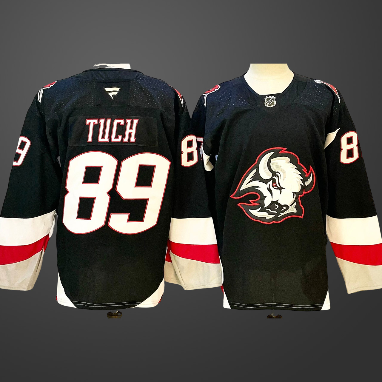 Men's Buffalo Sabres #89 Alex Tuch Black 2024-25 Alternate Stitched Hockey Jersey