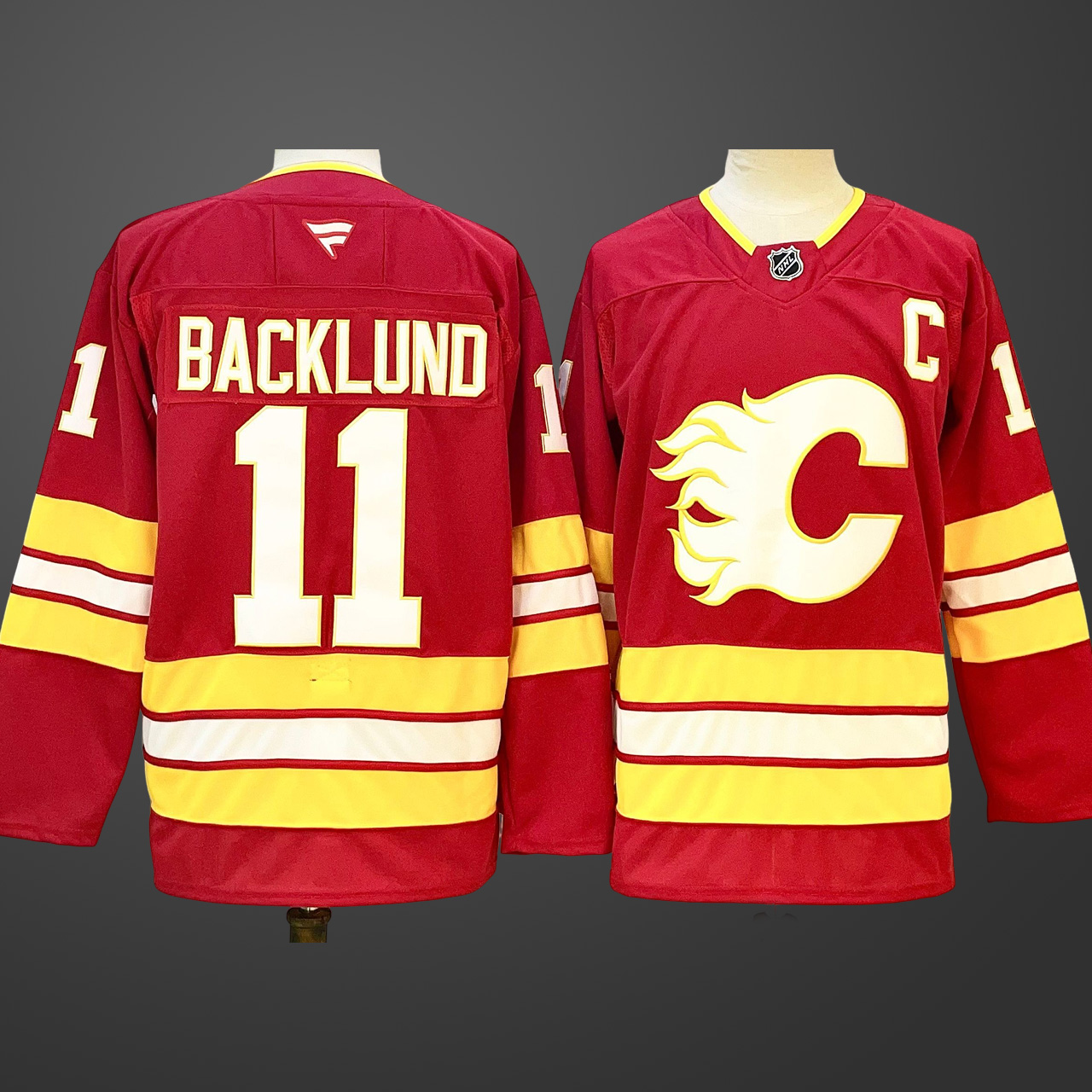Men's Calgary Flames #11 Mikael Backlund Red 2024-25 Home Stitched Hockey Jersey
