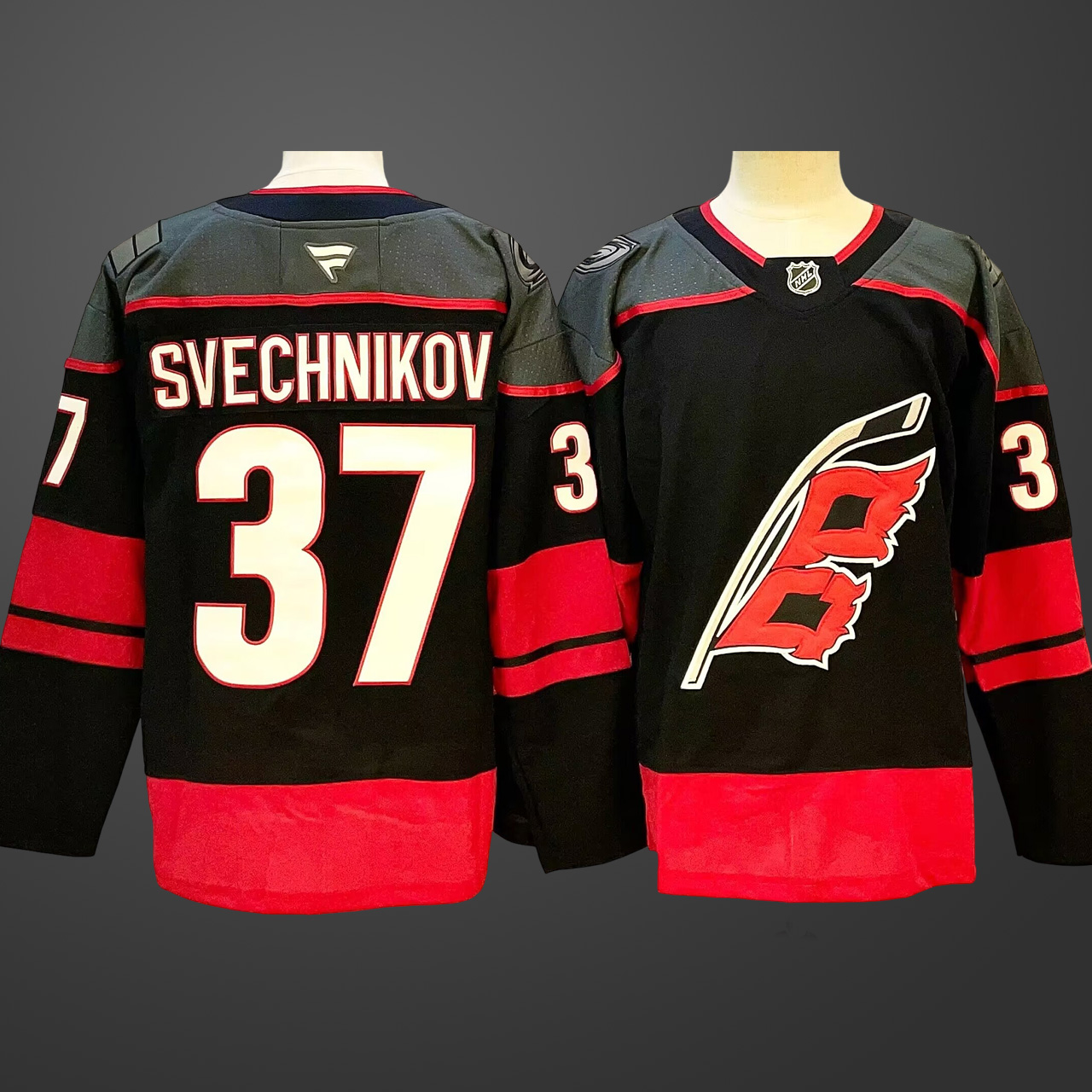 Men's Carolina Hurricanes #37 Andrei Svechnikov Black 2024-25 Home Stitched Hockey Jersey