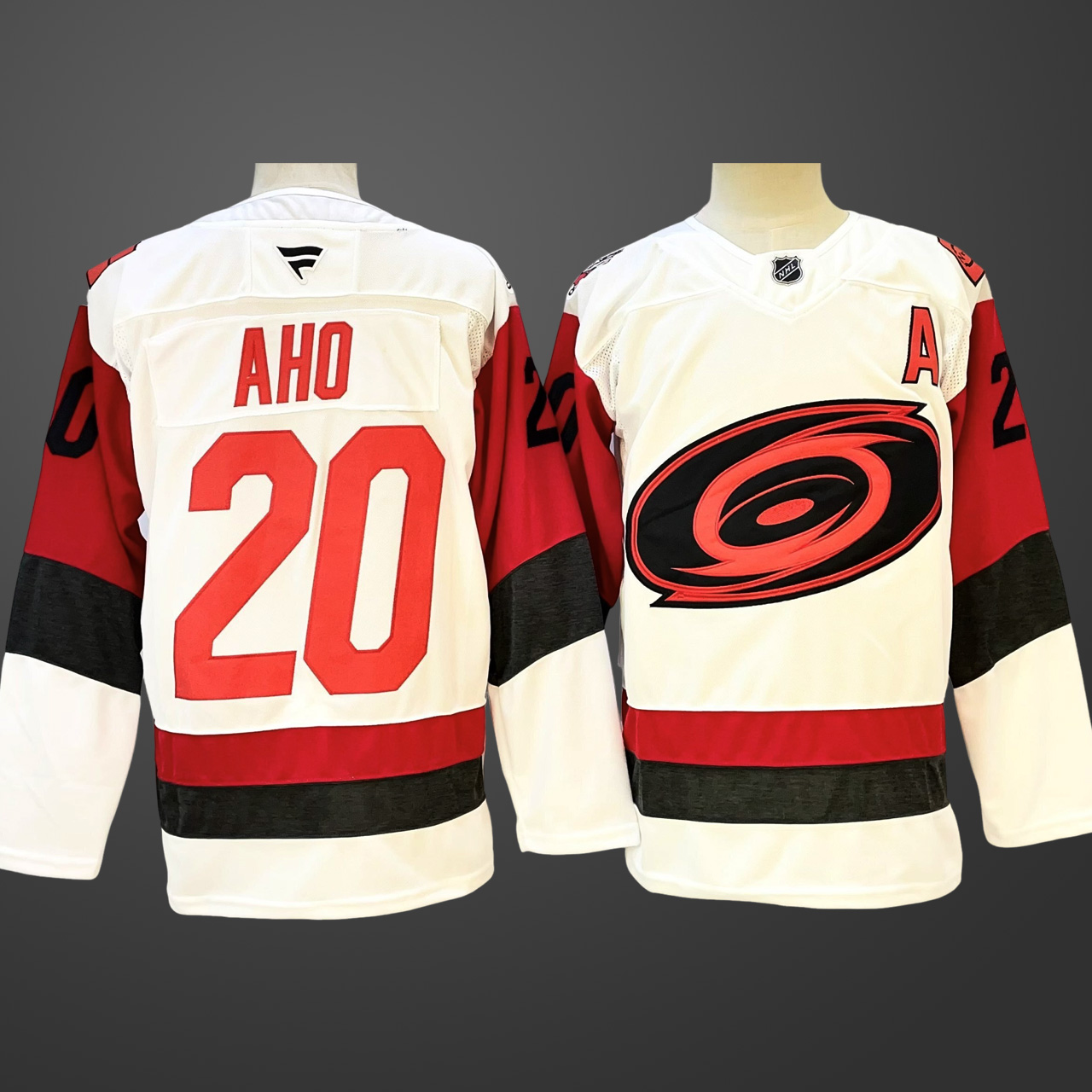 Men's Carolina Hurricanes Sebastian #20 Aho Fanatics White Away Premium Jersey