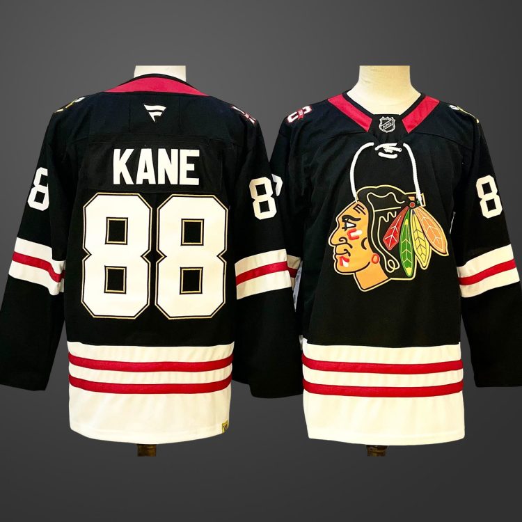 Men's Chicago Blackhawks #88 Patrick Kane 2024-25 Stitched Hockey Jersey Black