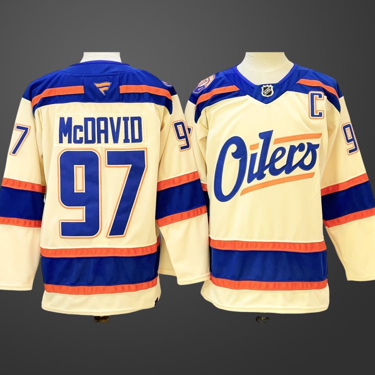 Men's Edmonton Oilers #97 Connor McDavid Light Beige 2025 Alternate With C Patch Jersey