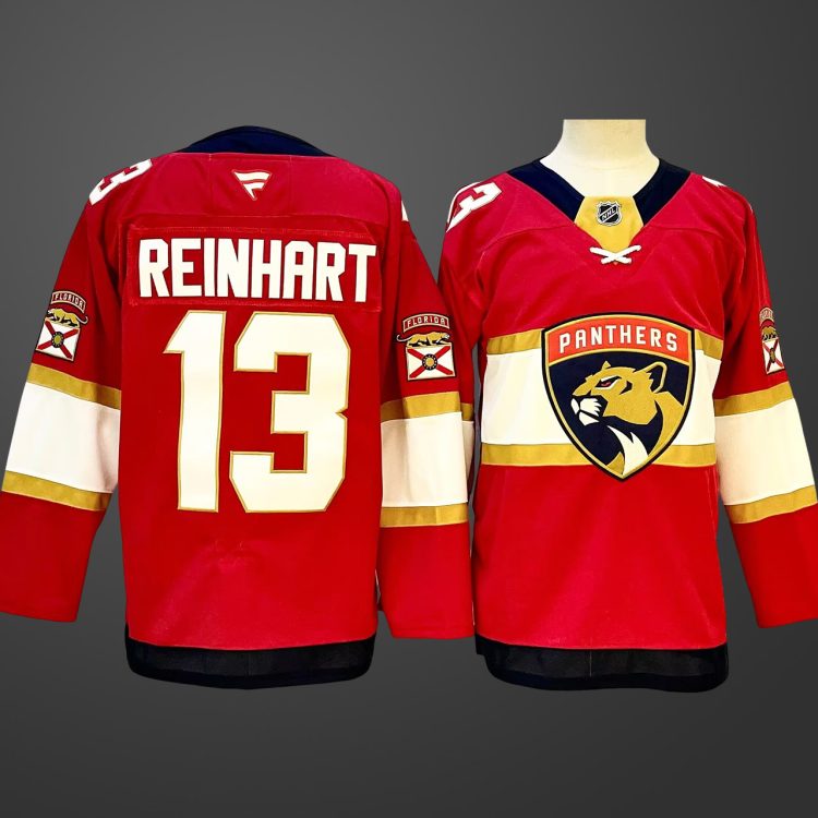 Men's Florida Panthers #13 Sam Reinhart Red 2024-25 Home Stitched Hockey Jersey