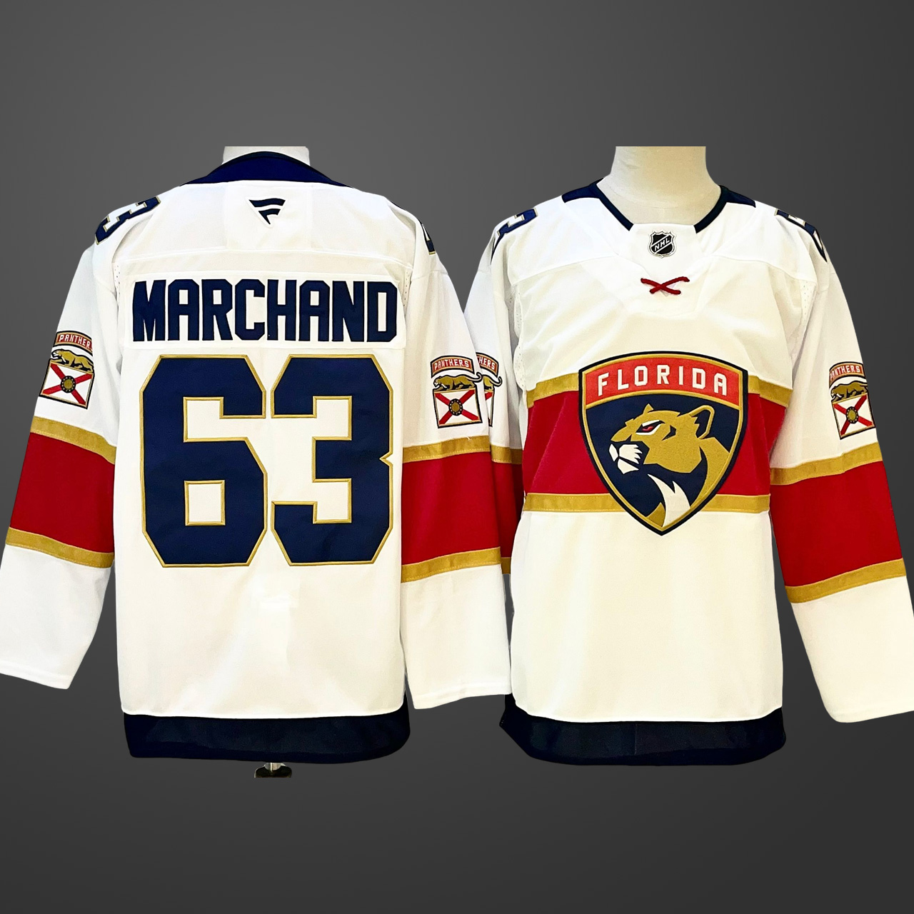 Men's Florida Panthers #63 Brad Marchand White 2024-25 Home Stitched Hockey Jersey