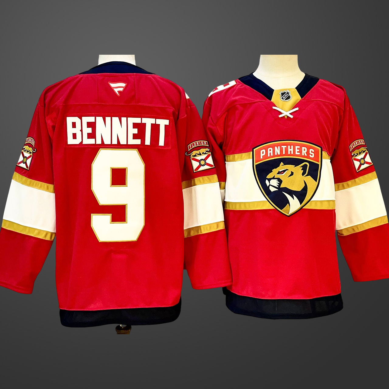 Men's Florida Panthers #9 Sam Bennett Red 2024-25 Home Stitched Hockey Jersey