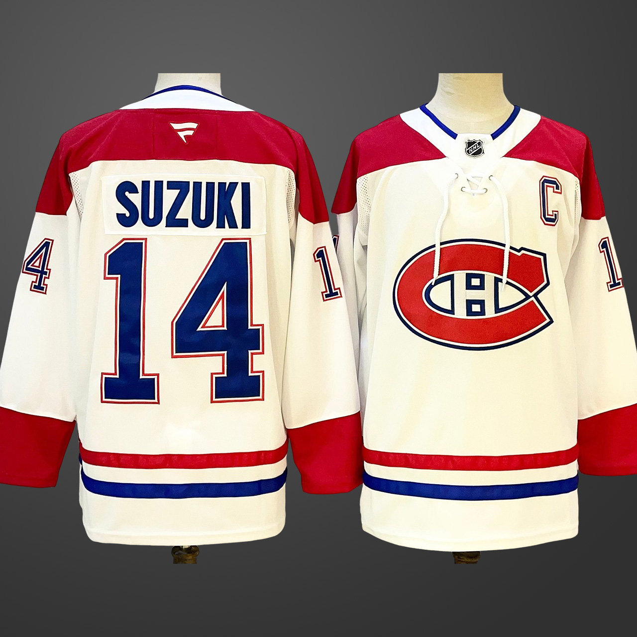 Men’s Montreal Canadiens #14 Nick Suzuki White Stitched Jersey