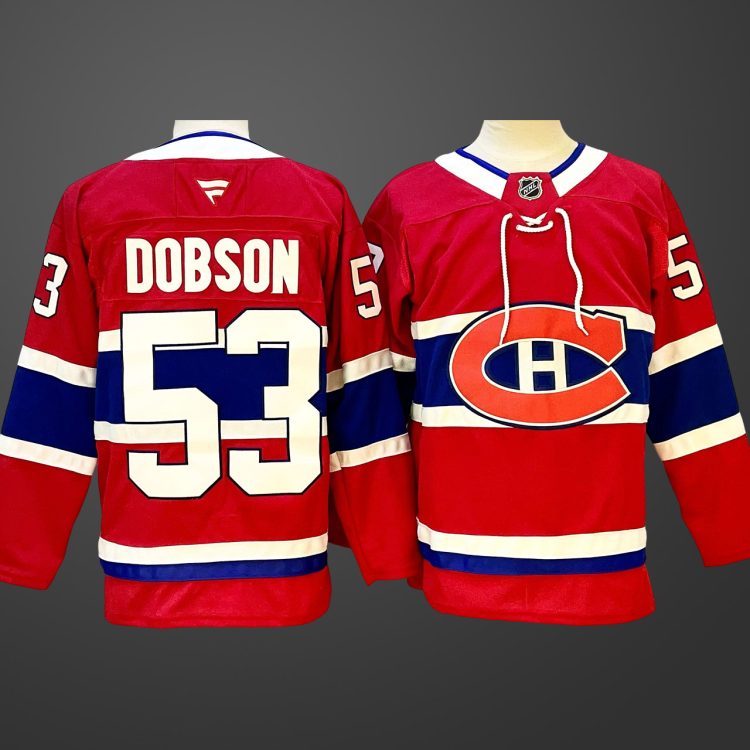 Men's Montreal Canadiens #53 Noah Dobson Red 2024-25 Stitched Jersey