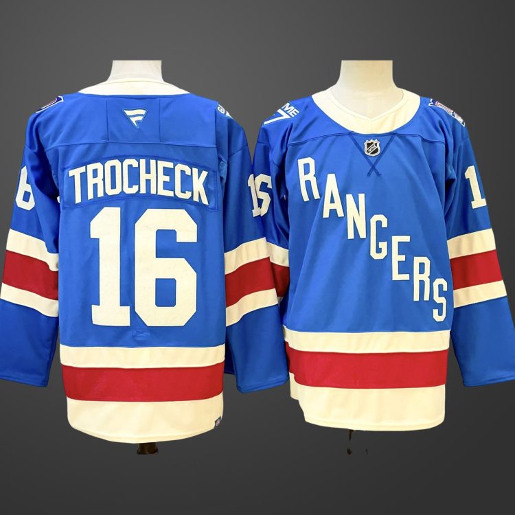 Men's New York Rangers #16 Vincent Trocheck Blue Centennial Stitched Hockey Jersey