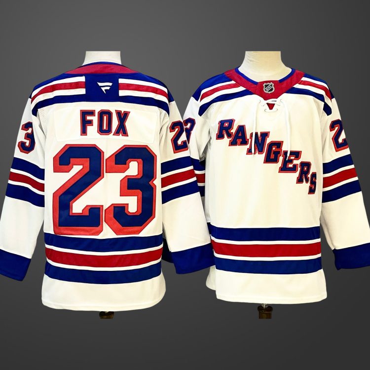 Men's New York Rangers #23 Adam Fox White 2024-25 Away Stitched Hockey Jersey