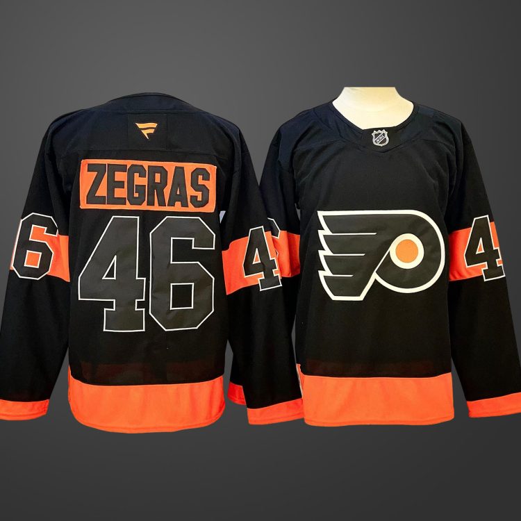 Men's Philadelphia Flyers #46 Trevor Zegras Black 2024 Stitched Jersey