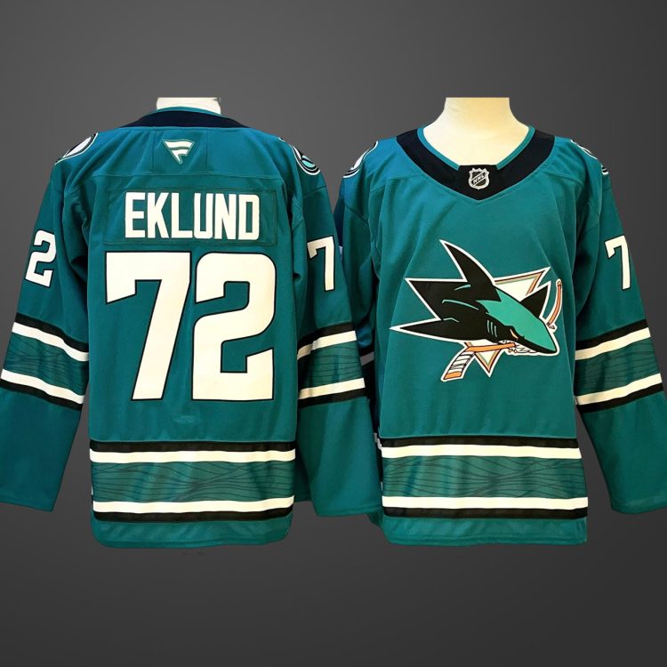 Men’s San Jose Sharks #72 William Eklund Black 2024-25 Home Stitched Hockey Jersey
