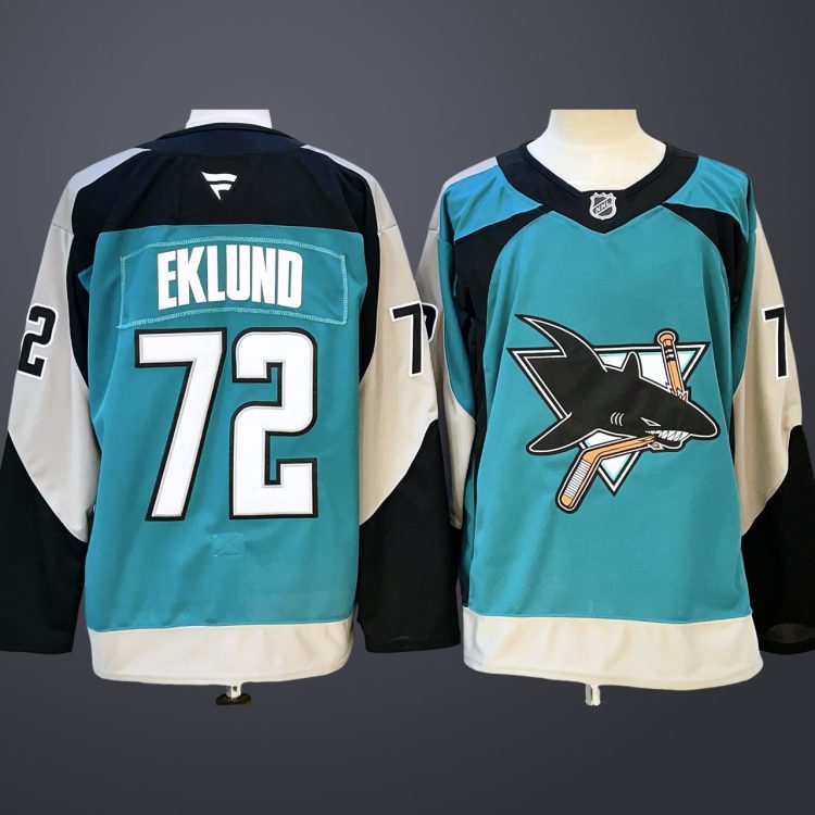 Men’s San Jose Sharks #72 William Eklund Black 2024-25 Stitched Hockey Jersey