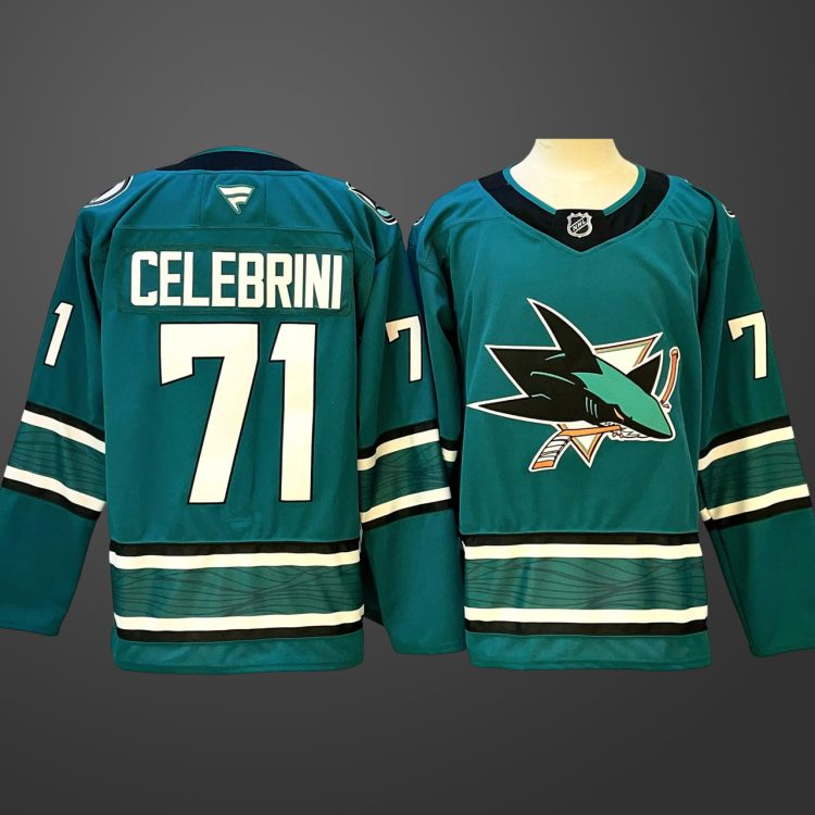 Men’s San Jose Sharks Macklin Celebrini #71 Green jersey
