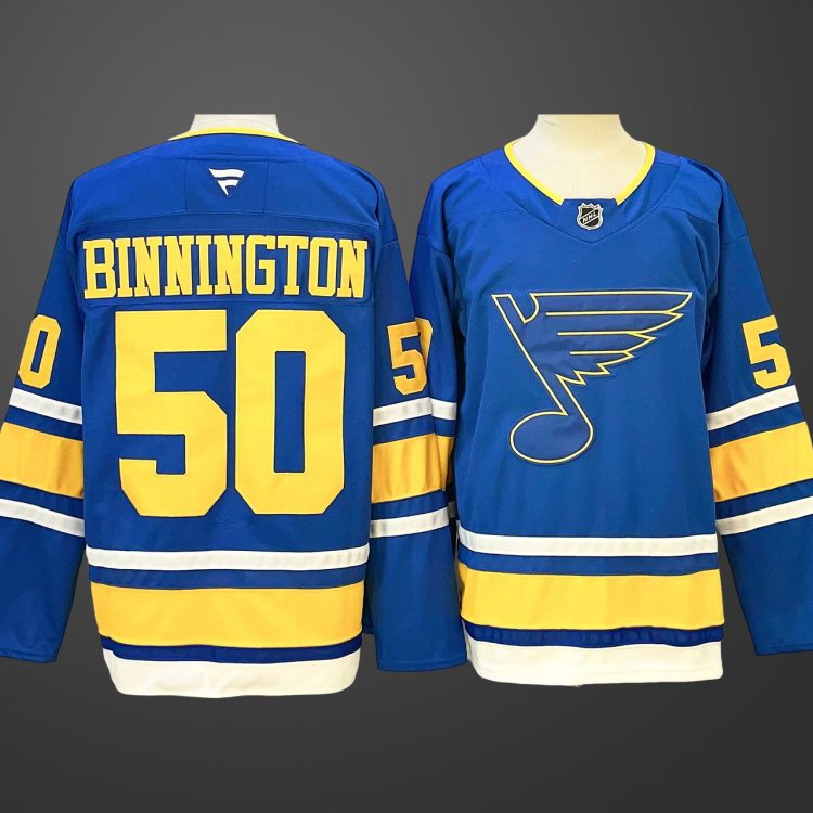 Men's St. Louis Blues #50 Jordan Binnington Blue 2025 Stitched Hockey Jersey