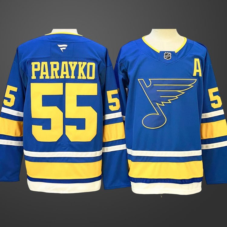 Men's St. Louis Blues #55 Colton Parayko Blue 2025 With A Patch Stitched Hockey Jersey