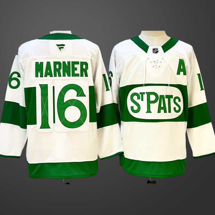Men's Toronto Maple Leafs #16 Mitchell Marner WhiteGreen 2024-25 With A Patch Stitched Jersey