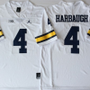 Michigan Wolverines White #4 HARBAUGH Stitched Jersey