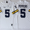 Michigan Wolverines White #5 PEPPERS Stitched Jersey