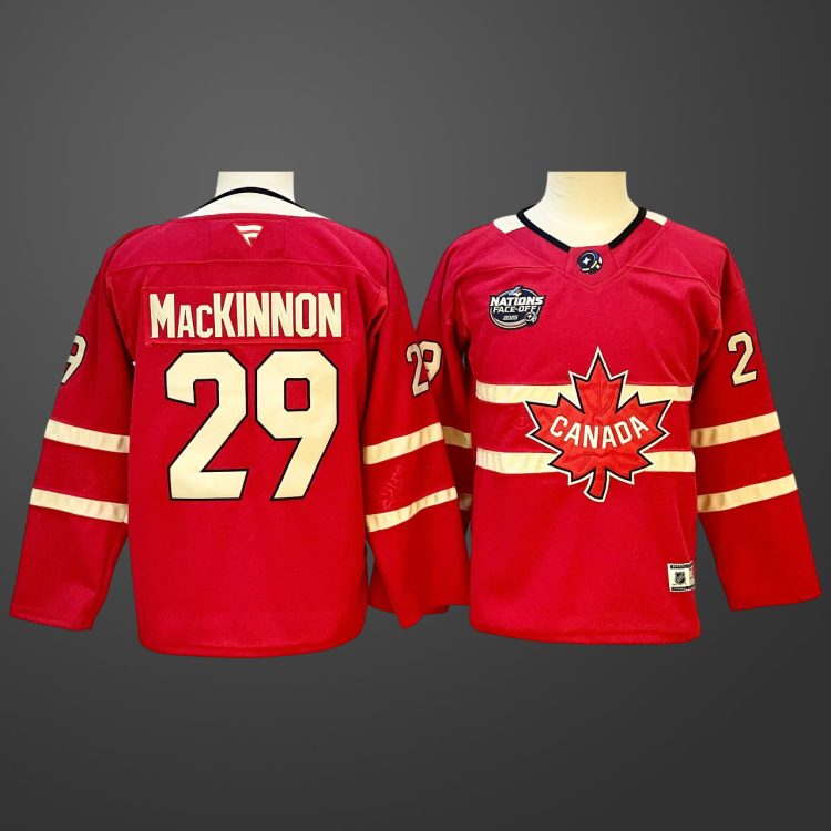 Youth 4 Nations NHL Hockey #29 Nathan MacKinnon Jersey Red