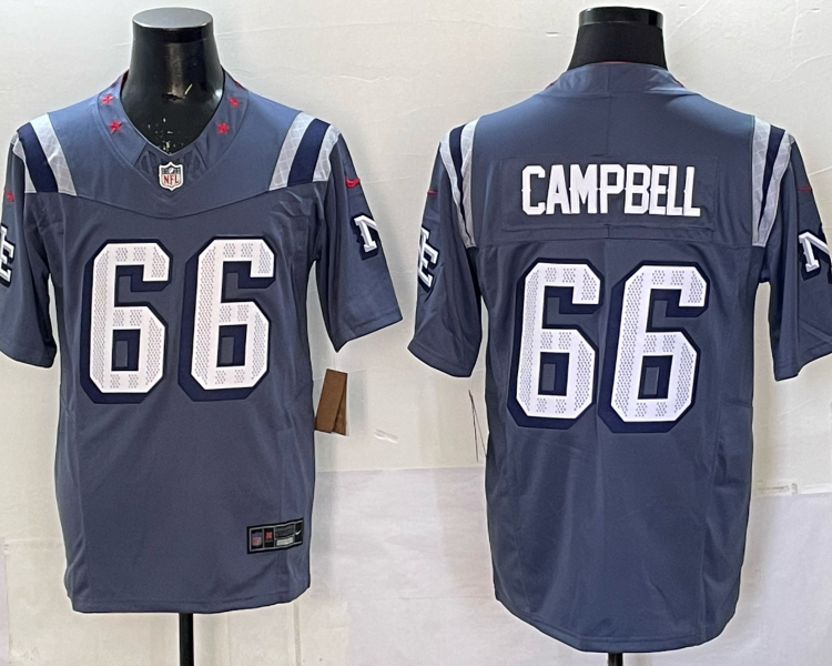 Men's New England Patriots Will Campbell #66 Storm Blue 2025 Rivalries Collection Limited Jersey
