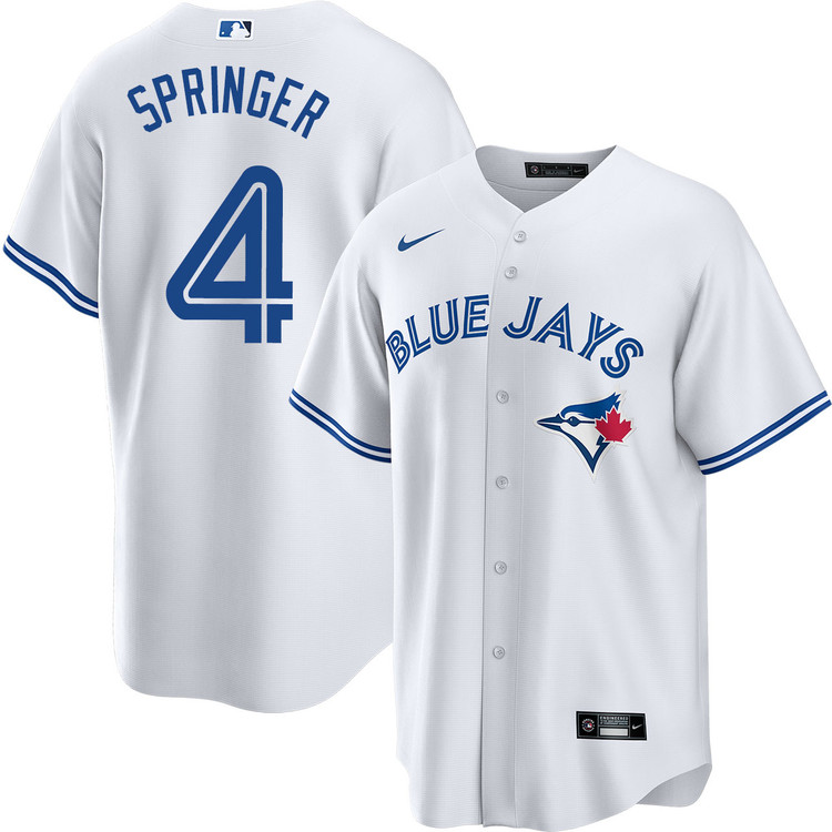 Men's Toronto Blue Jays George Springer #4 White Baseball Jer