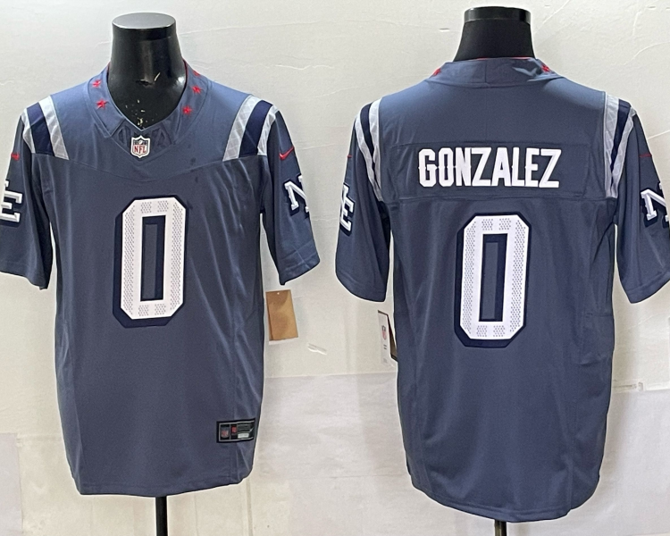 Men's New England Patriots Christian Gonzalez #0 Storm Blue 2025 Rivalries Collection Limited Jersey