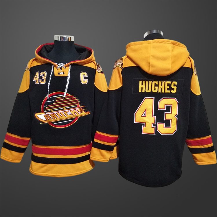 Men's Vancouver Canucks #43 Quinn Hughes All Stitched Hoodie