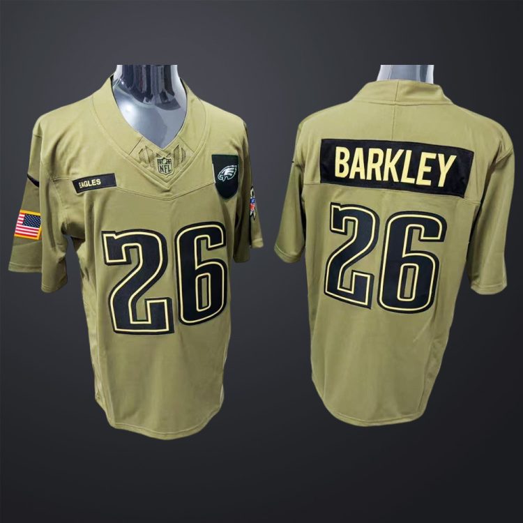 Men's Philadelphia Eagles #26 Barkley Salute to service 2025 jersey