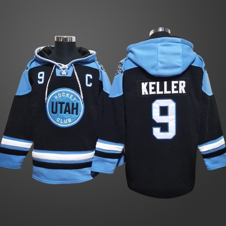 Men’s Utah Mammoth #9 Keller All Stitched Hoodie