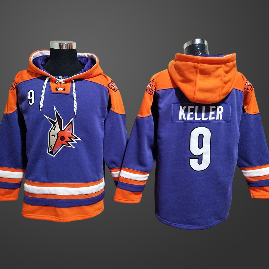 Men’s Arizona Coyotes #9 Keller Stitched Hoodie Purple
