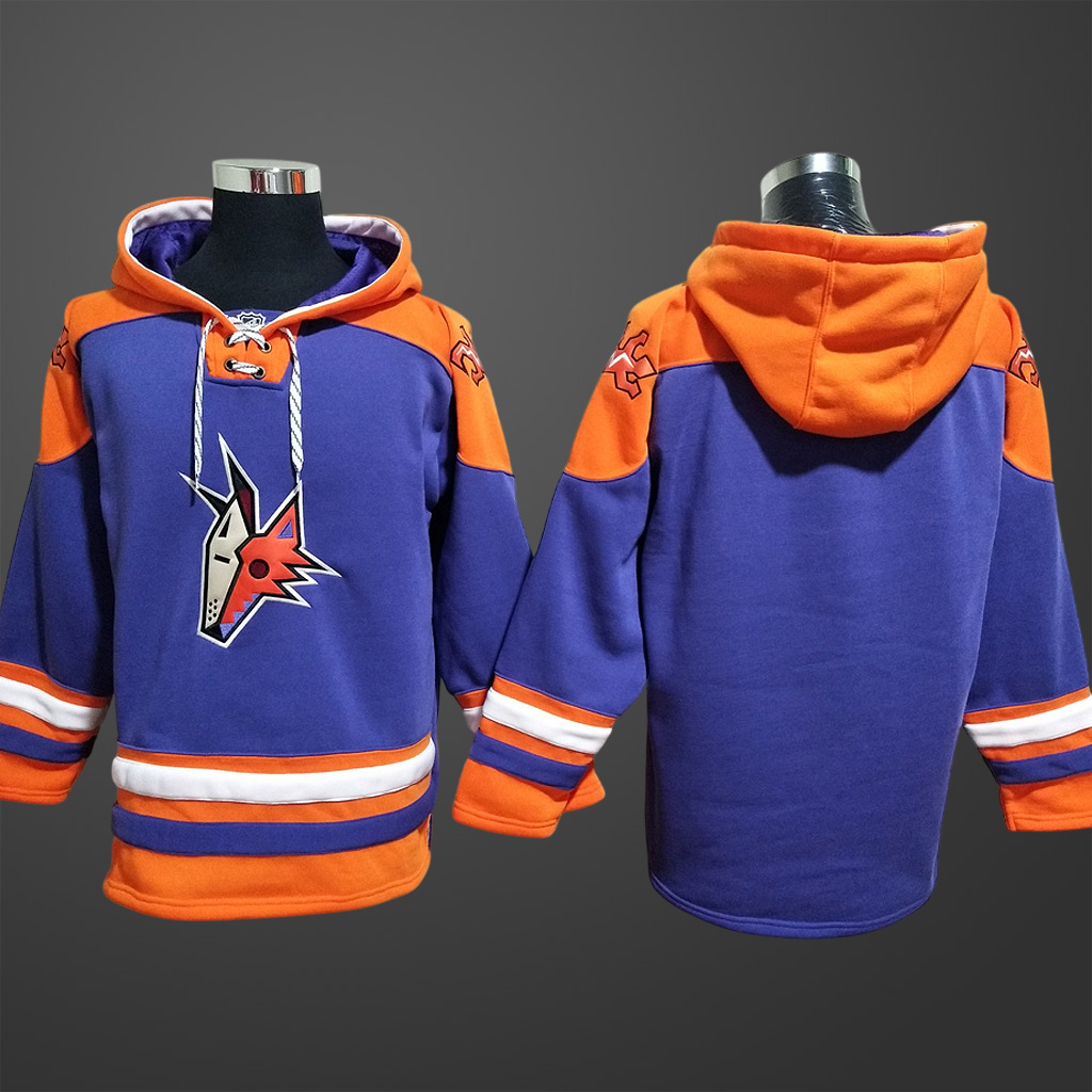 Men’s Arizona Coyotes Team Blank Stitched Hoodie Purple