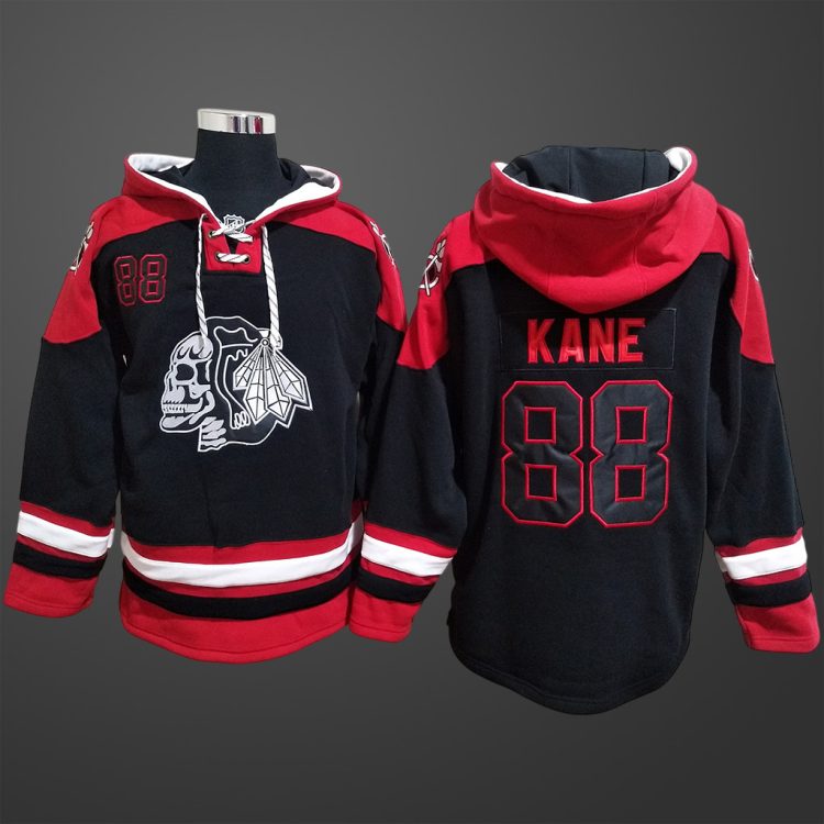 Men’s Chicago Blackhawks #88 Patrick Kane Black Stitched Hoodie