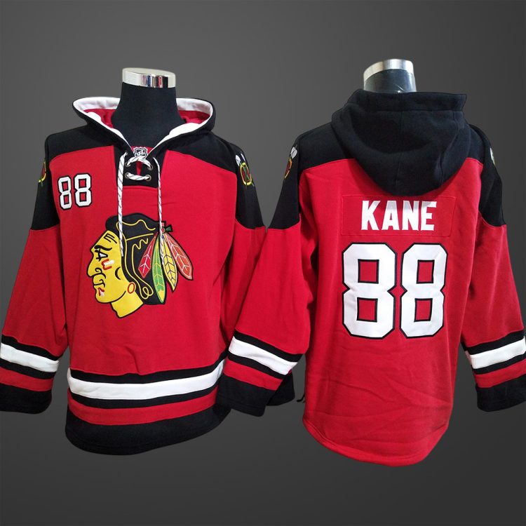 Men’s Chicago Blackhawks #88 Patrick Kane Red Stitched Hoodie