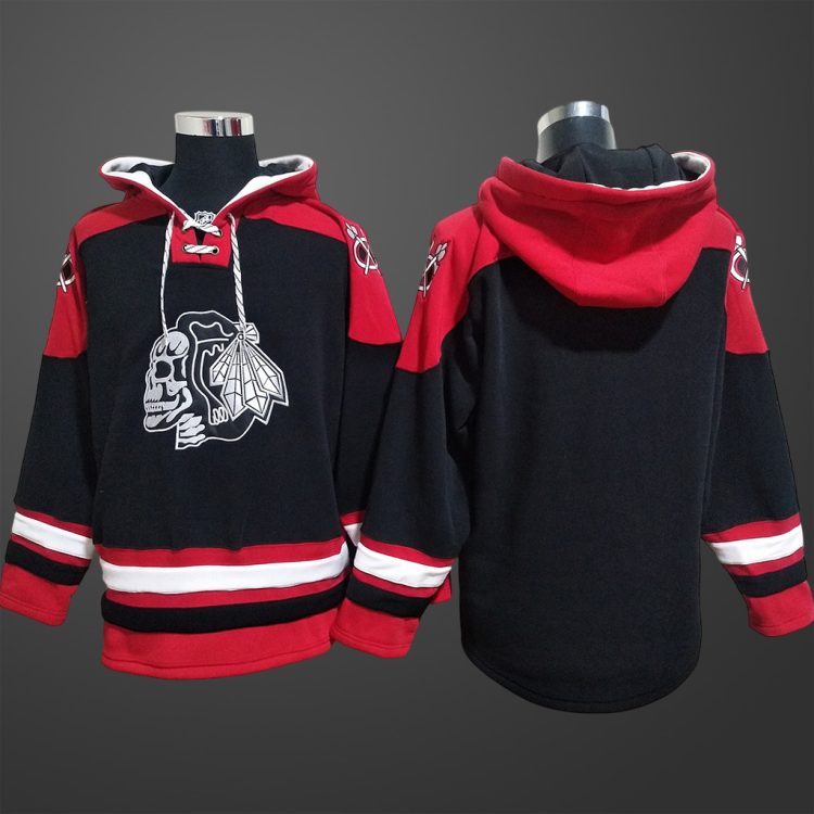 Men’s Chicago Blackhawks Team Blank Stitched Hoodie Black