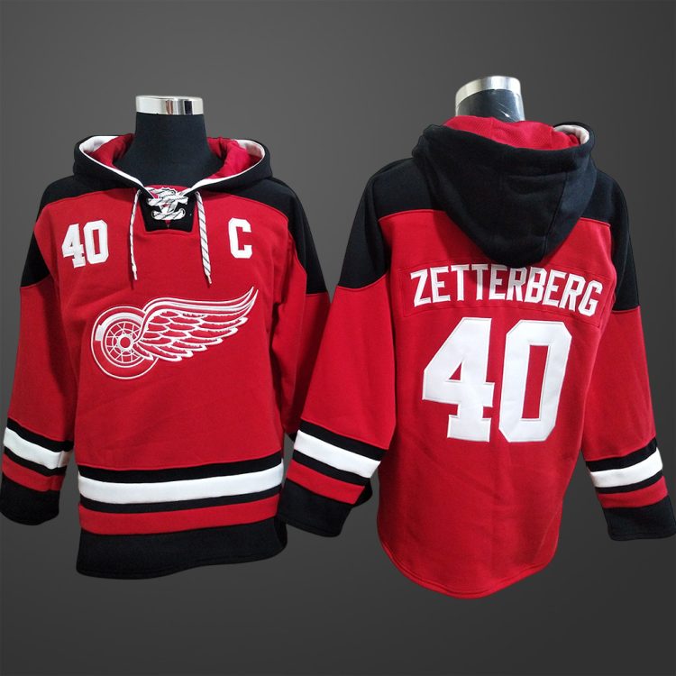 Men’s Detroit Red Wings #40 ZETTERBERG Stitched Hoodie