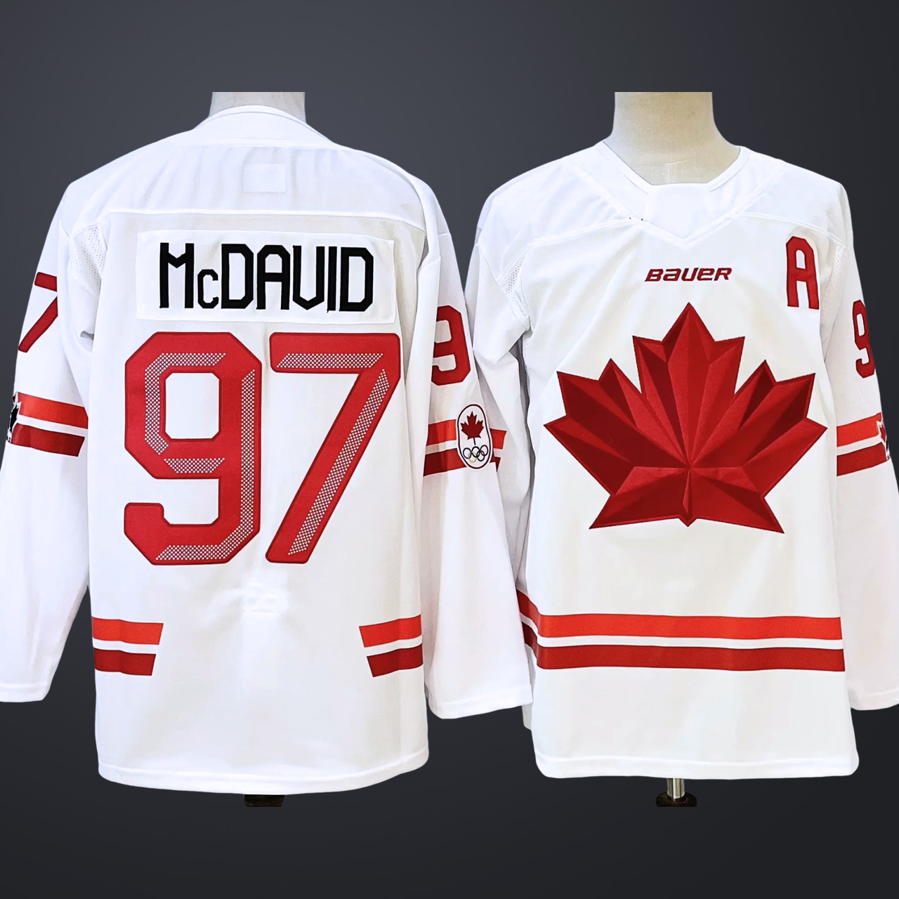 Men’s Hockey Canada #97 Connor McDavid White 2026 Olympic Stitched Jersey “A” Patches