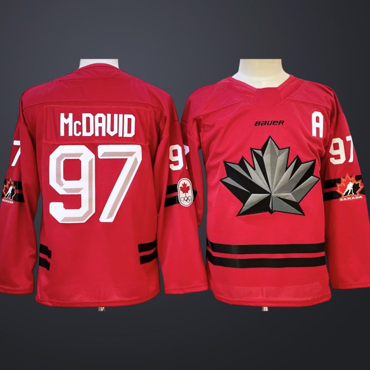 Men's Hockey Canada Connor McDavid #97 Red 2026 Olympic Stitched Jersey "A" Patches