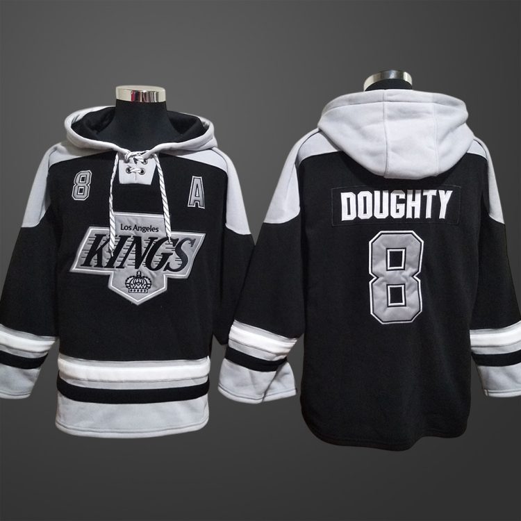 Men’s Los Angeles Kings #8 Drew Doughty Black Stitched Hoodie