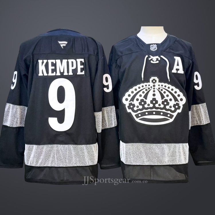 Men's Los Angeles Kings #9 Adrian Kempe Black With A Patch Alternate Stitched Hockey Jersey