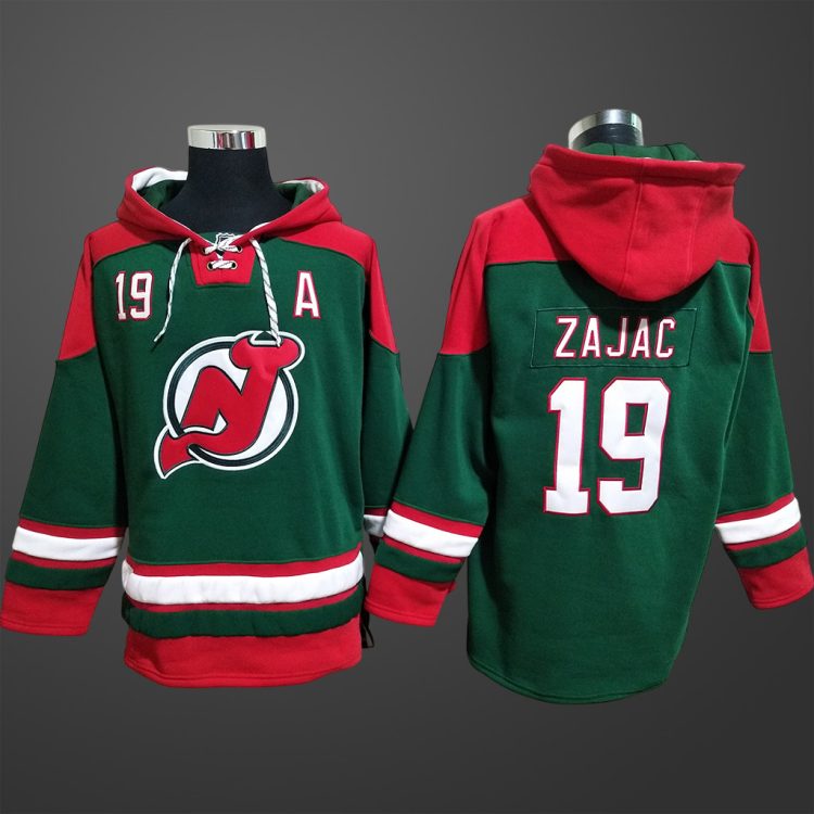 Men’s New Jersey Devils #19 ZAJAC Stitched Hoodie
