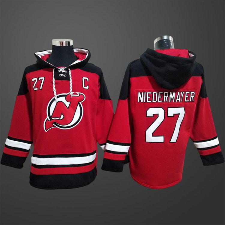 Men’s New Jersey Devils Scott Niedermayer #27 Stitched Hoodie Red