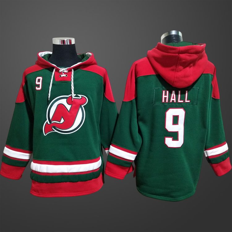 Men’s New Jersey Devils Taylor Hall #9 Stitched Hoodie Green