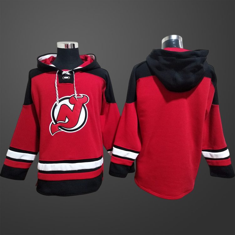 Men’s New Jersey Devils Team Blank Stitched Hoodie Red