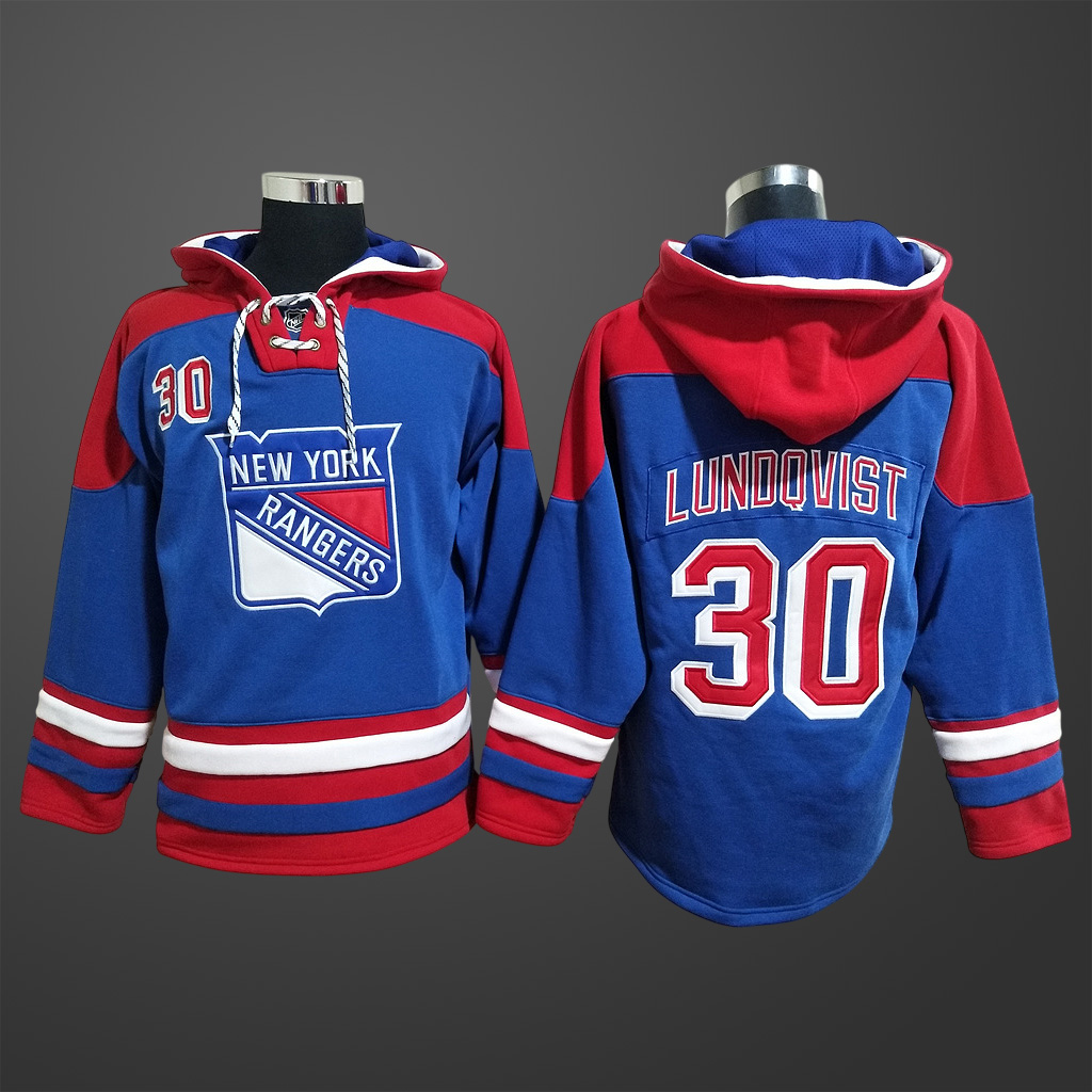 Men’s New York Rangers #30 LUNDQVIST Stitched Hoodie