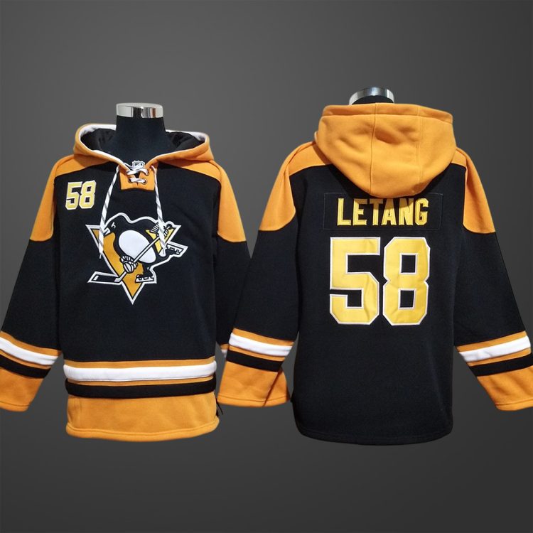 Men’s Pittsburgh Penguins #58 Kris Letang  Stitched Hoodie