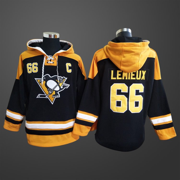 Men’s Pittsburgh Penguins #66 Mario Lemieux Stitched Hoodie