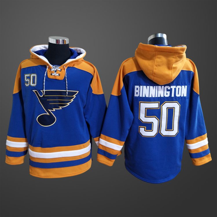 Men’s St. Louis Blues #50 Jordan Binnington Stitched Hoodie