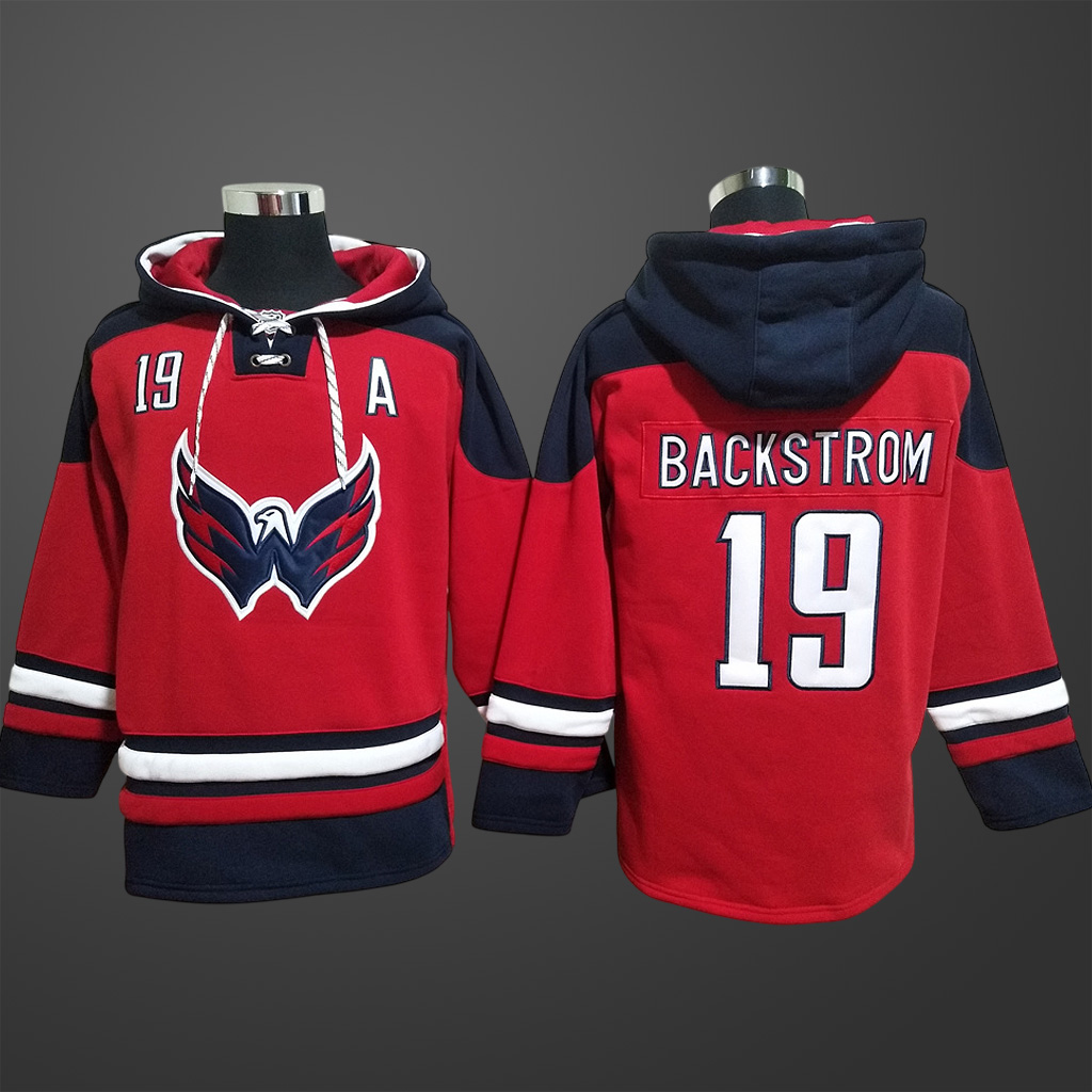 Men’s Washington Capitals #19 BackStrom Stitched Hoodie Red